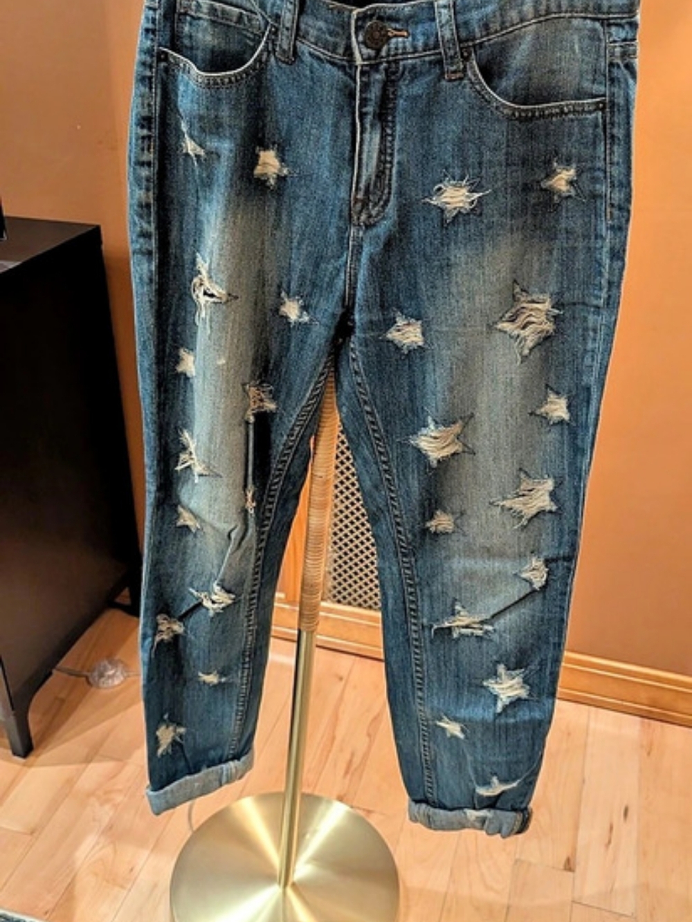 BDG Cigarette High Rise Ankle Distressed Blue Jeans Waist 28